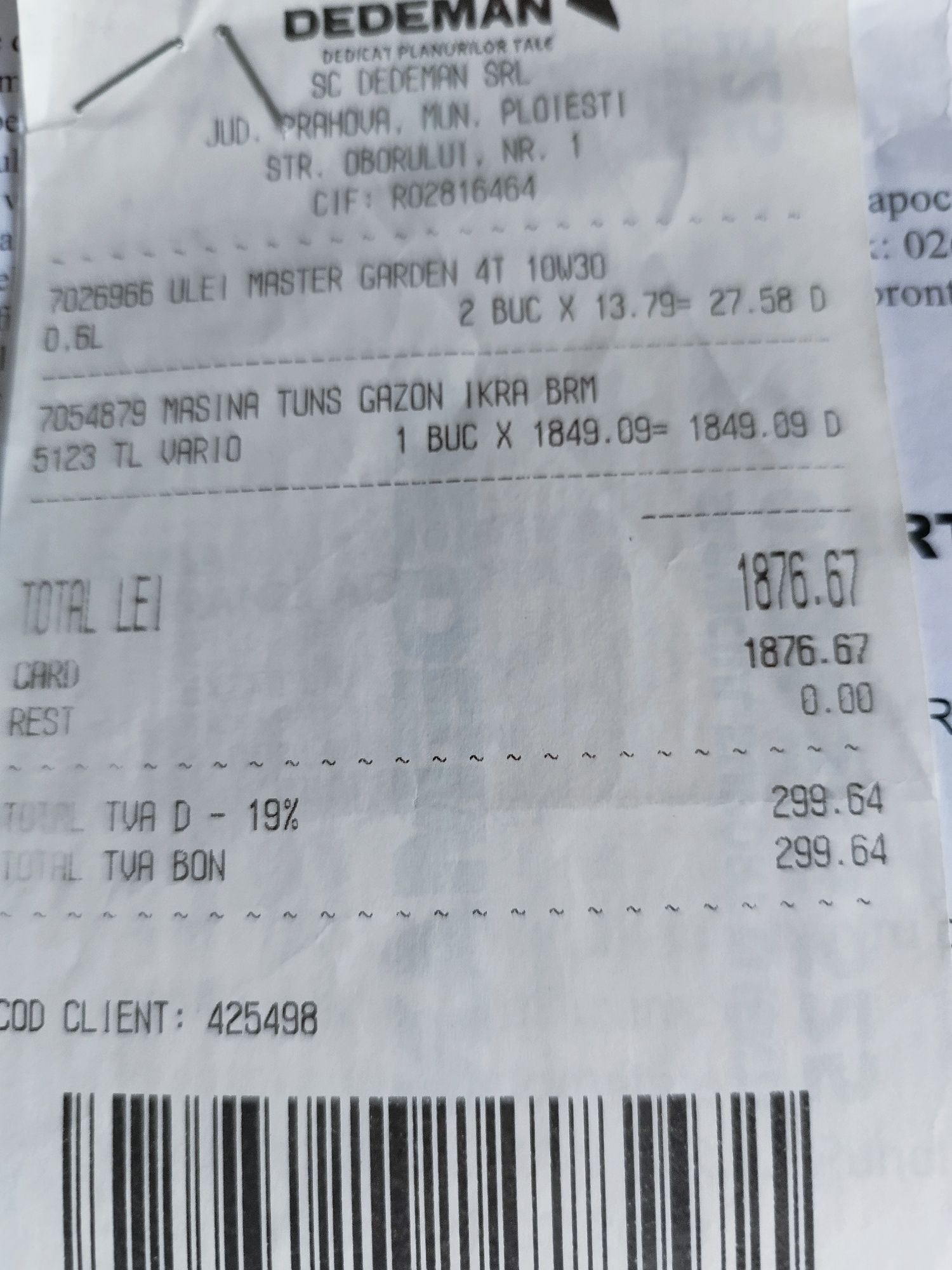 Vând mașina de tuns iarba