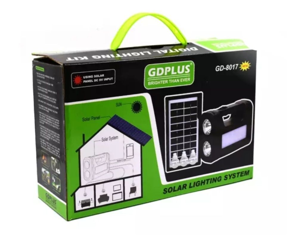 Kit solar GDLITE 3 becuri lanterna incarcator USB GDPLUS GD-8017