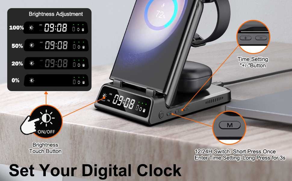 Зарядна станция 4 в 1 за смартфон Samsung и други