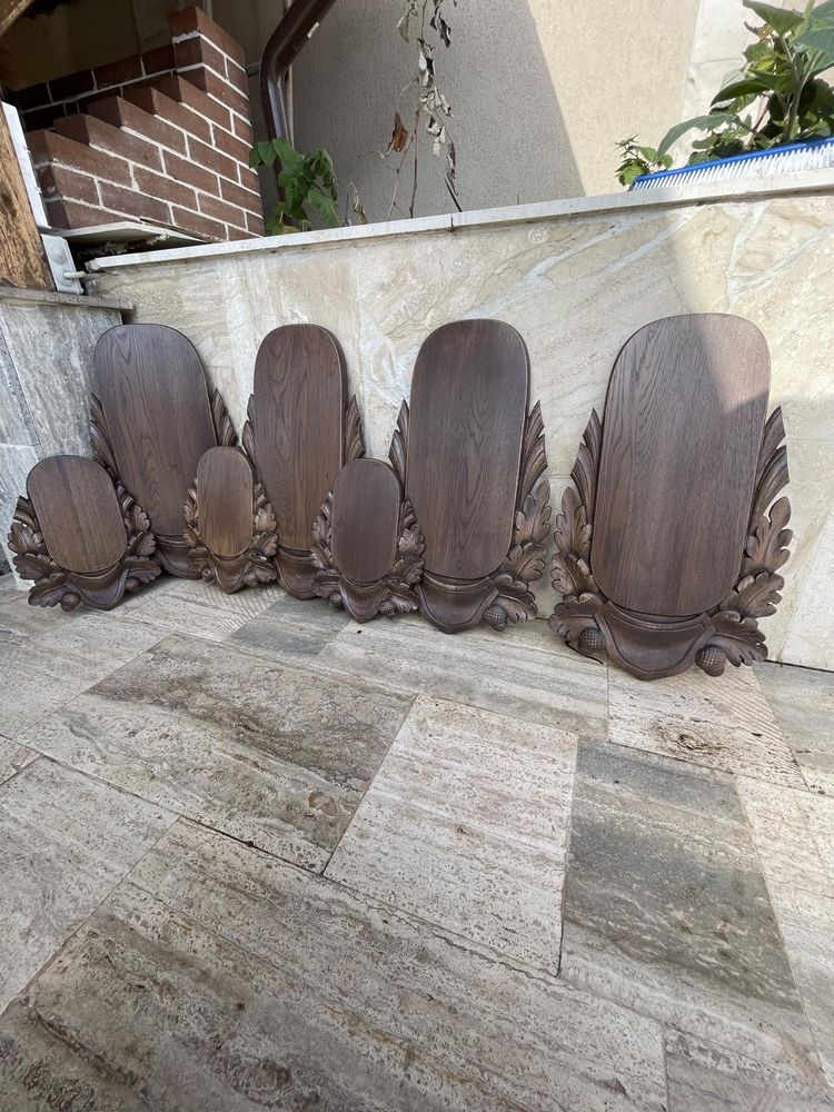 Panoplie trofeu vanatoare sculptat ,caprior,mistret cerb suport coarne