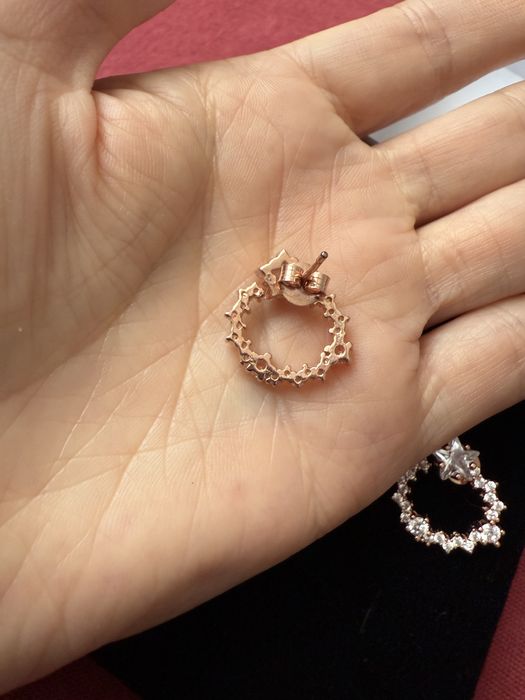 Cercei de argint suflati cu aur roze