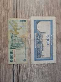 Bancnota 5.000 lei 1945 si Bancnota 10.000 lei 1999