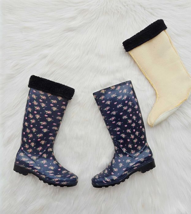 Дамски гумени ботуши №37 с вадещ се чорап