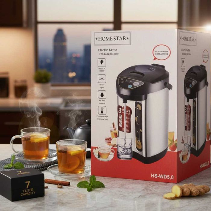 Homestar HS-WD5 – Електрически диспенсър за вода,кафе,чай,6.8л, 2000W)