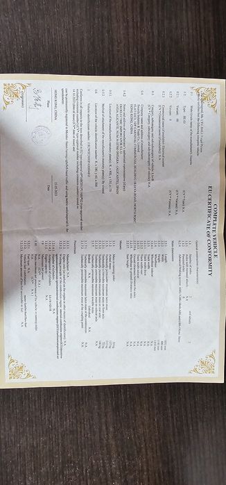 Certificat scuter electric