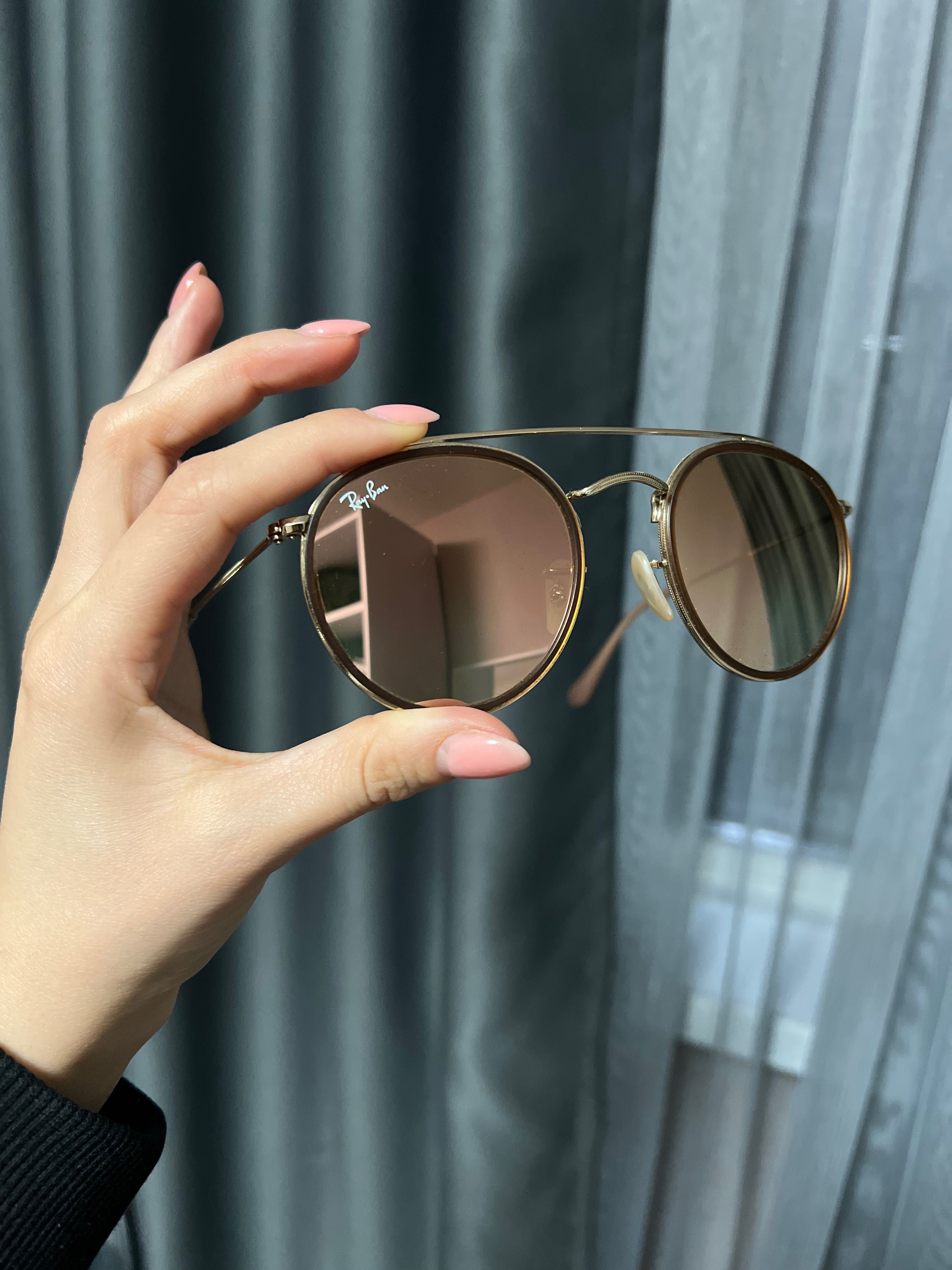 Чисто нови оригинални очила Ray Ban double bridge rose gold