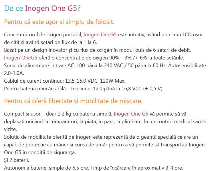 Concentrator Oxigen Inogen One G5