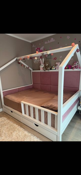 Pat Montessori căsuță, saltea Serta New York, dulap și comodă copii