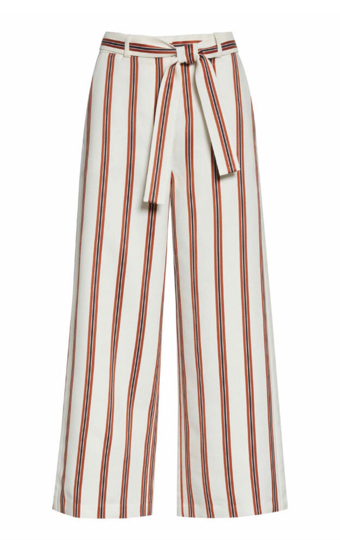 Maje Womens Pomala Cropped Belted Striped Twill Wide Leg - панталон