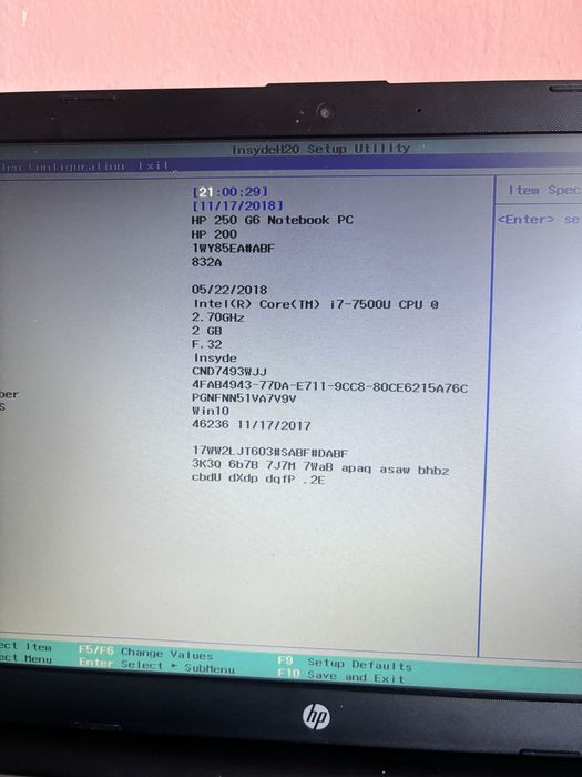 Hp 250 G6• i7-7500U• fara Ram si ssd