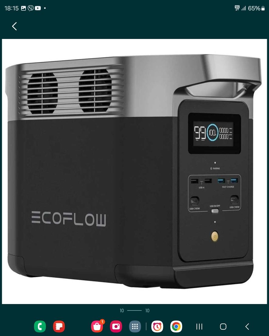 Акумулаторна соларна станция ECOFLOW DELTA 2 батерия зарядно