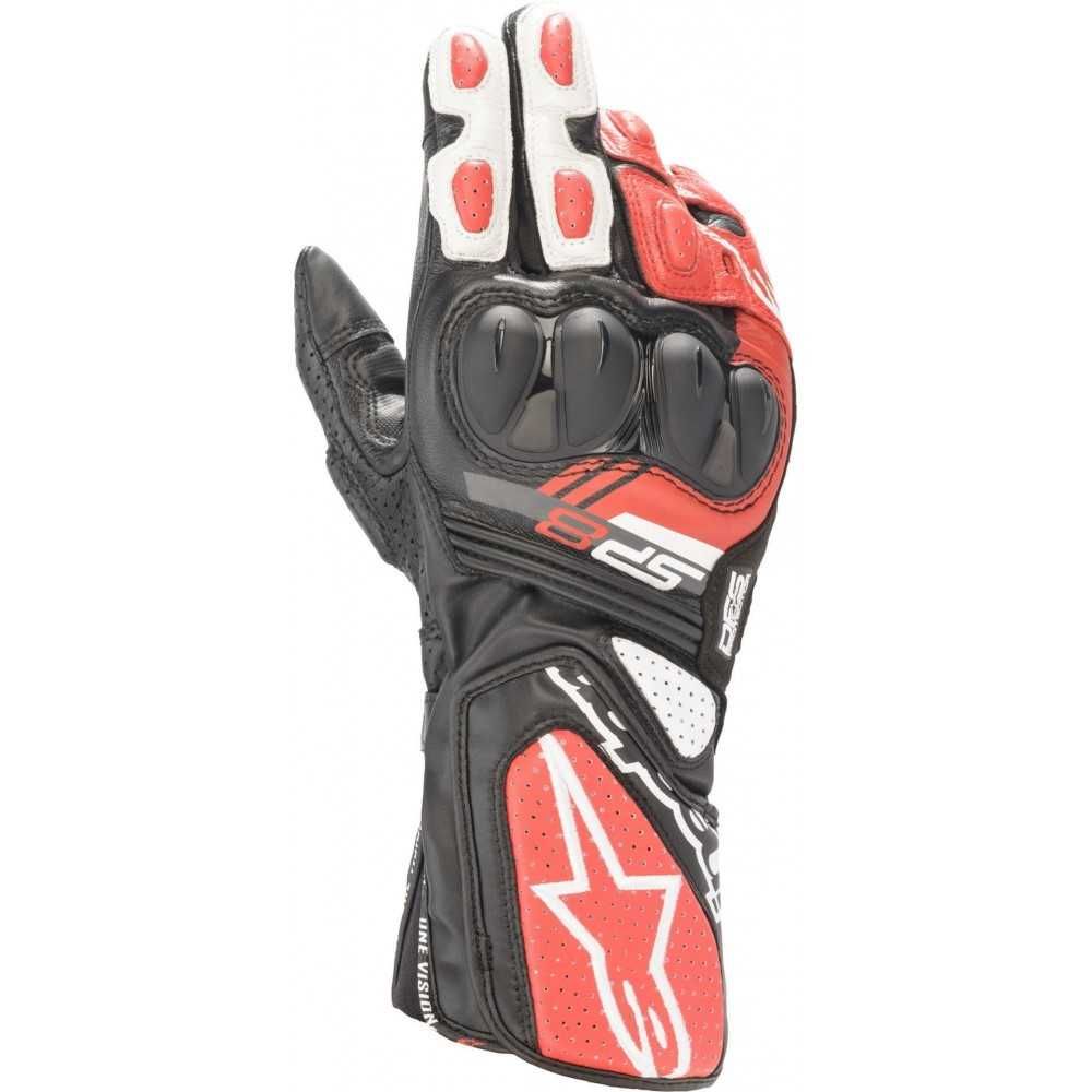 Кожени мото ръкавици за мотор ALPINESTARS SP-8 V3 AIR RED/WHITE