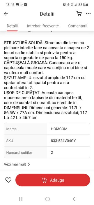 Canapea mica Homcom