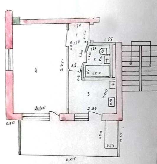 Собственник. Однокомнатная, переделанная 1 в 2 на Ц-5 Кирпич.