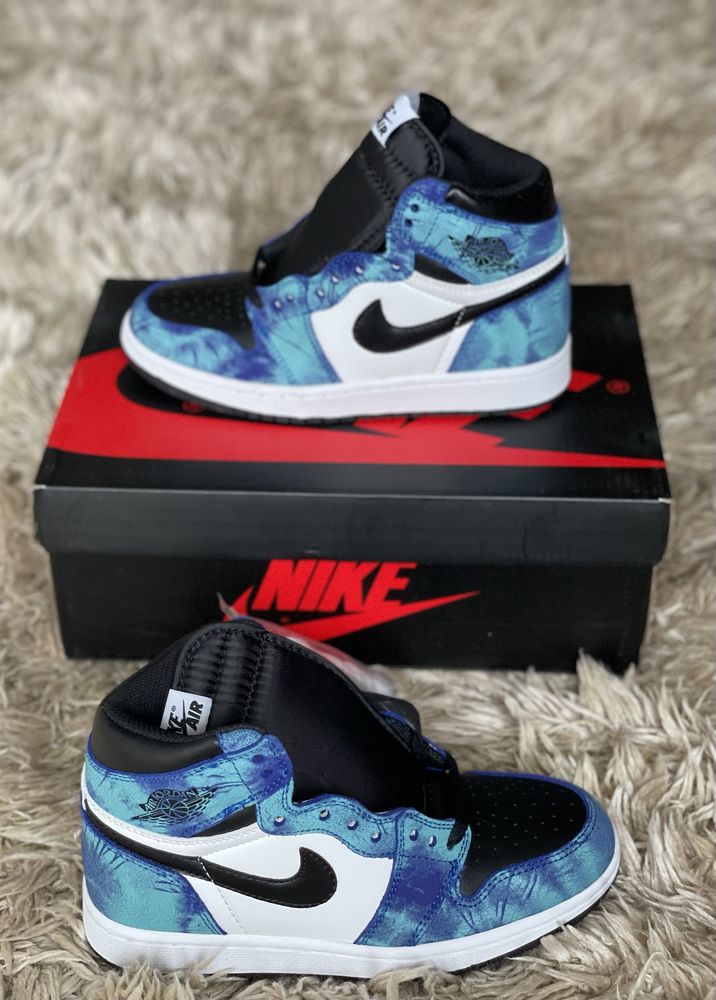 Air Jordan 1 High Tie Dye Retro UNC Royal Hyper Toe University Bule