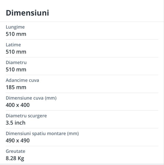 Chiuveta Bucatarie Franke Alba 510 mm