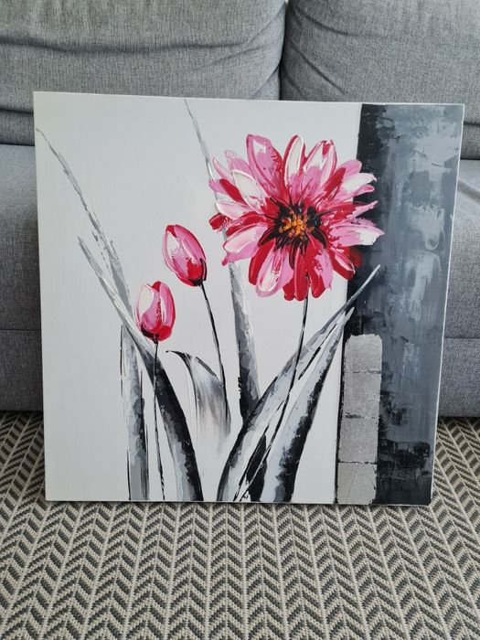 Tablou cu flori iesite in relief 60x60