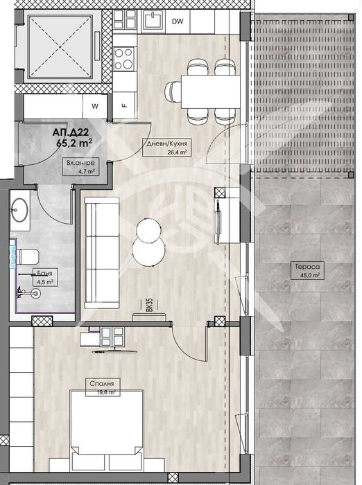 Двустаен апартамент Кършияка 667-23045
