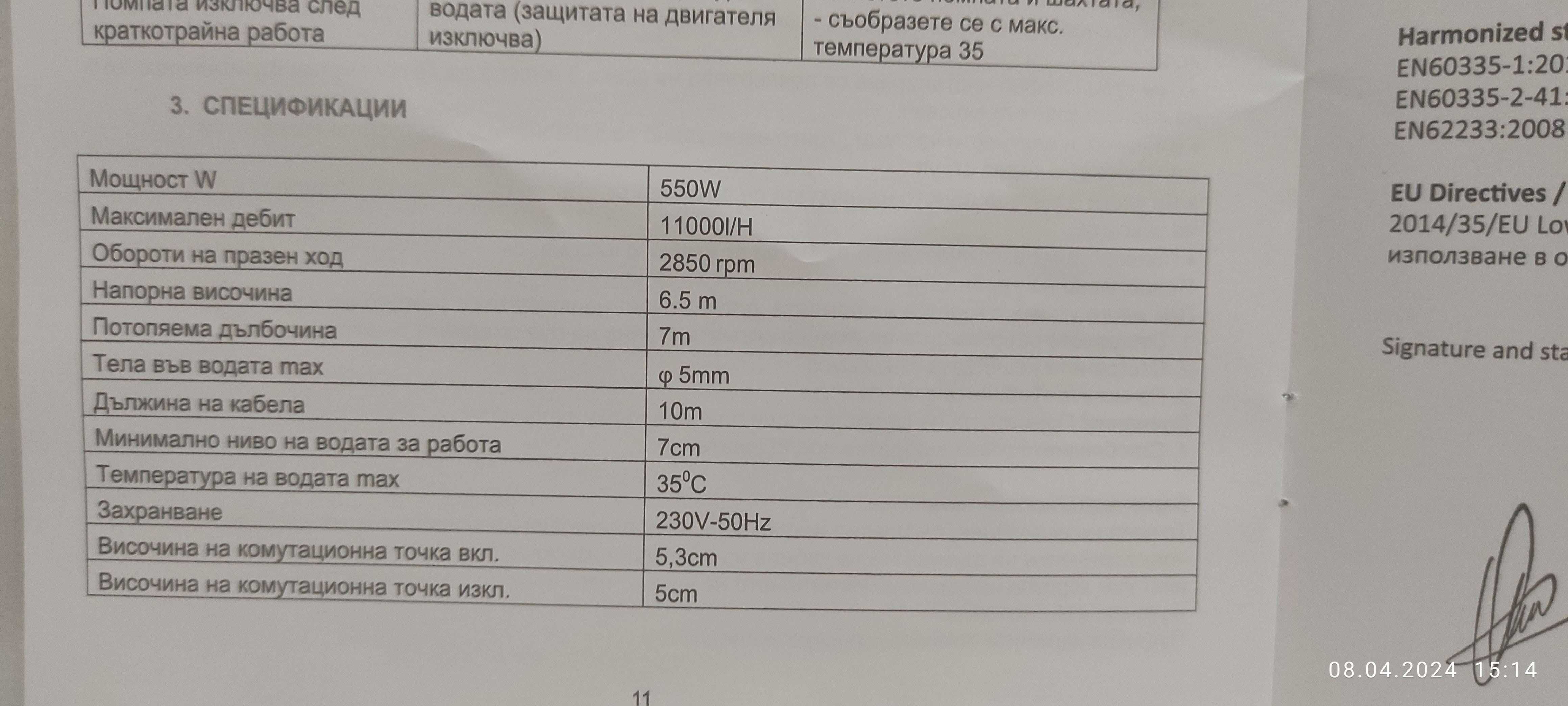 Потопяема водна помпа Daewoo DAEQPD35 за чиста вода