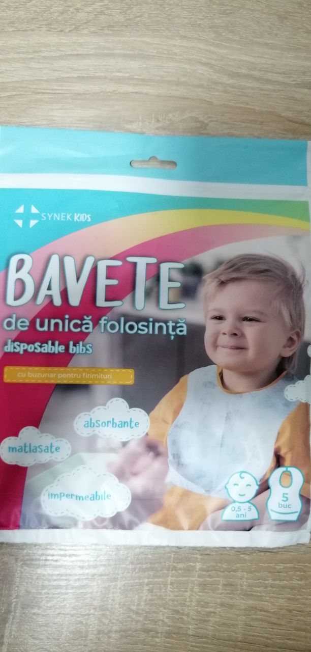 Bavete de unica folosinta cu buzunar firmituri Synek, 0.5 - 5 ani