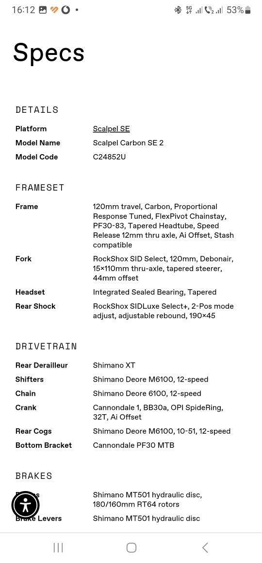 Mountain bike  Cannondale Scalpel s2 Carbon,mărime M,1x12, roti pe 29