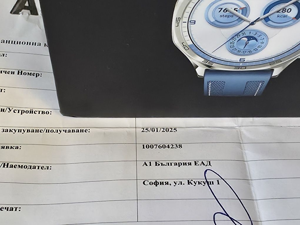 КАТО НОВ 46mm Huawei watch GT 5 Гаранция A1 2027г. Blue / Син GT5