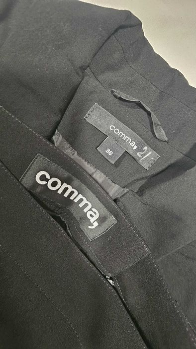 Costum Sacou negru, cambrat și fustă dreaptă neagră, S(36) Comma.