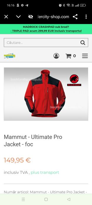 Jacheta de munte Mammut Ultimate Pro Windstopper,mărime S