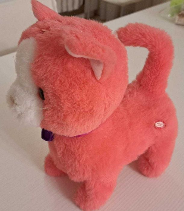 NORIEL - Pisica plus, merge, miauna, canta, da din coada, roz, 30 cm