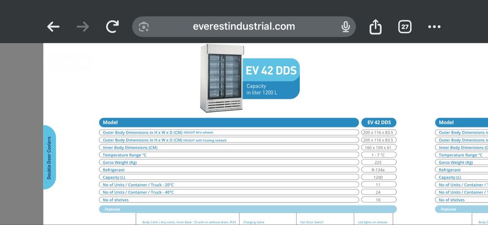 Хладилна Витрина Everest EV42 1200 л