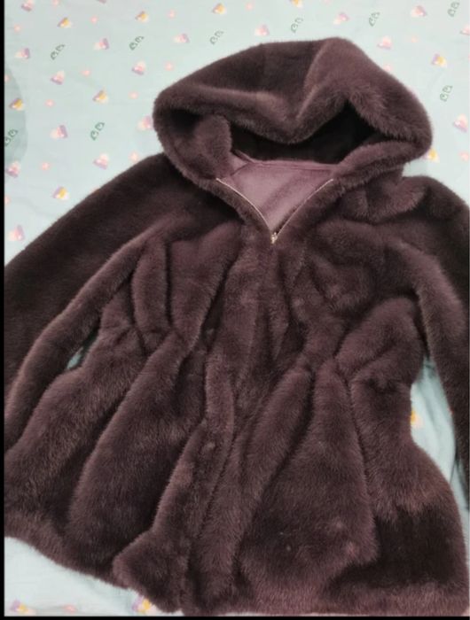 Эко шуба зима весна с копюшоном