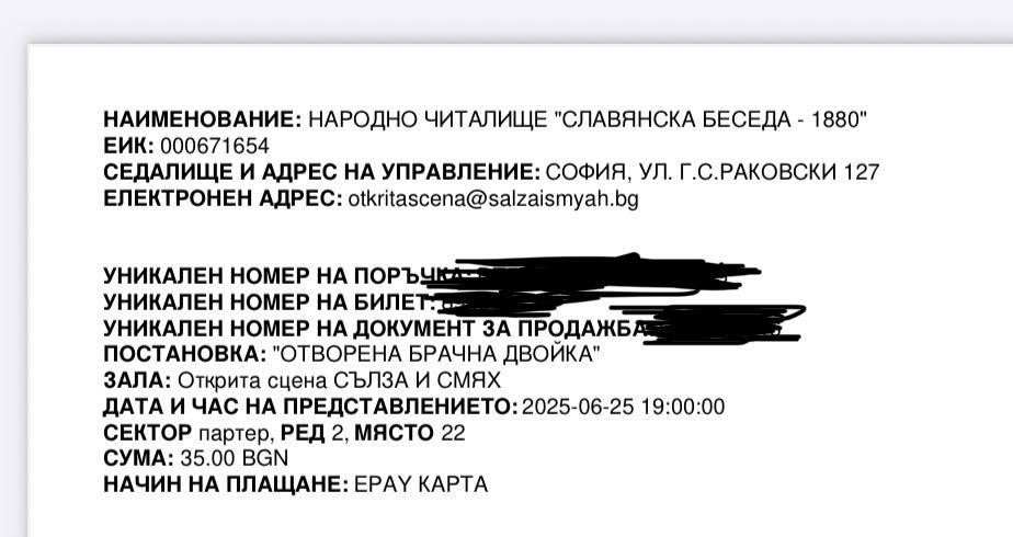 Билети “Отворена брачна двойка”