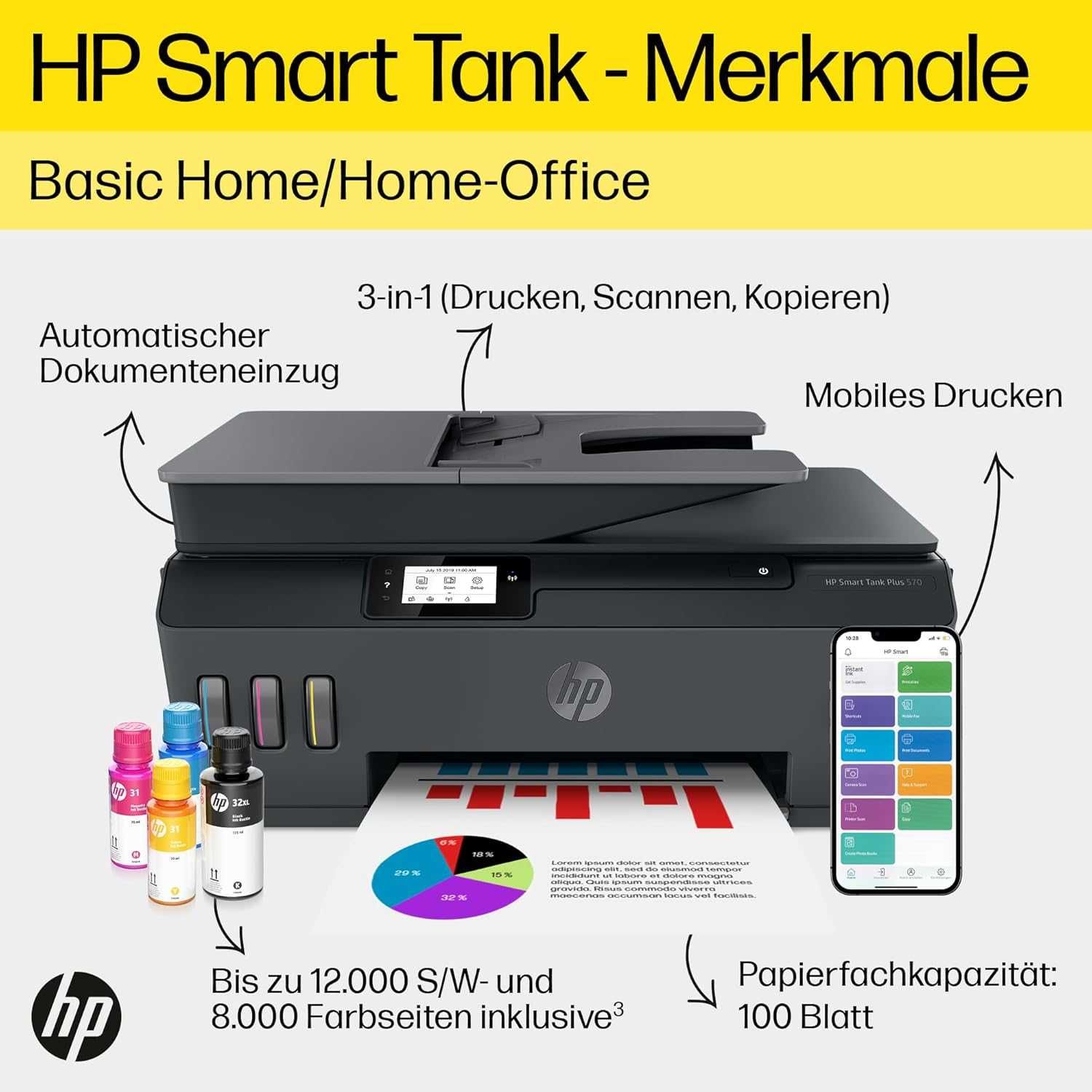 НОВ * HP Smart Tank 570 Wireless All-in-One * 8000 цветно 12000 черно