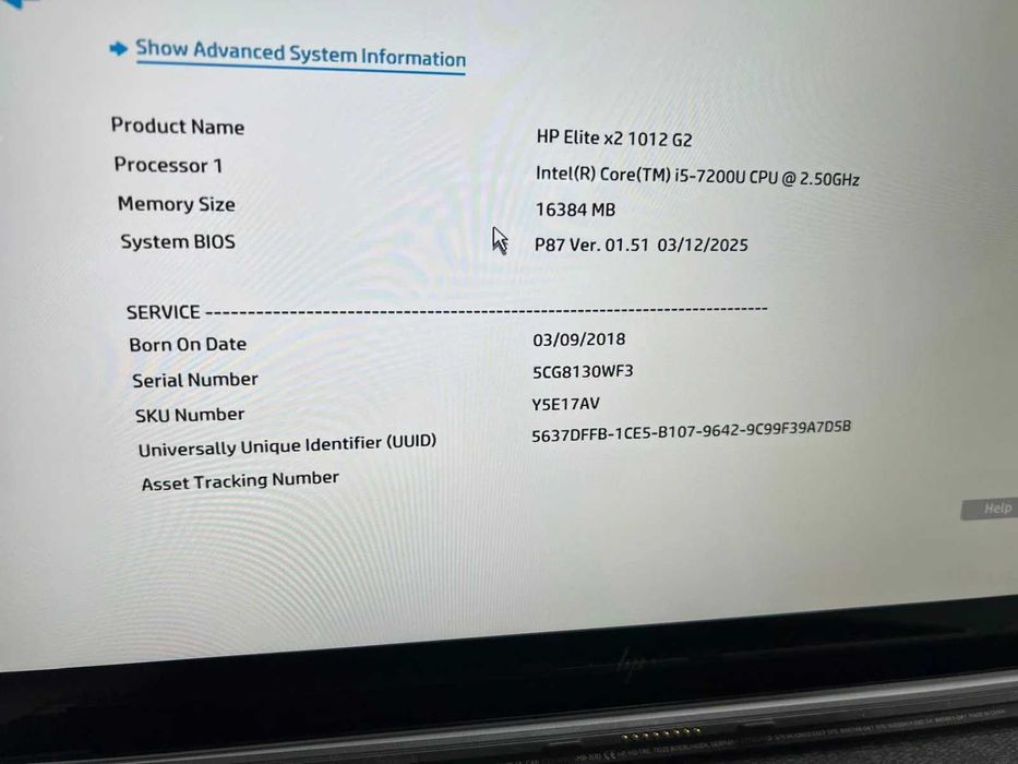 Tableta/Laptop SH HP Elite X2 G2 i5-7200U 256 SSD NVME 16gb RAM cu tst