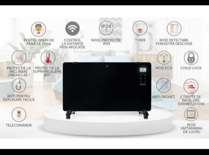 Convector electric AlecoAir C20 Heatix negru