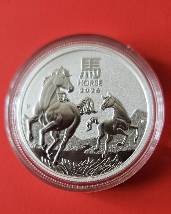 Сребърна монета, австралийски лунар, Кон, 1/2 унция, 2026 г.