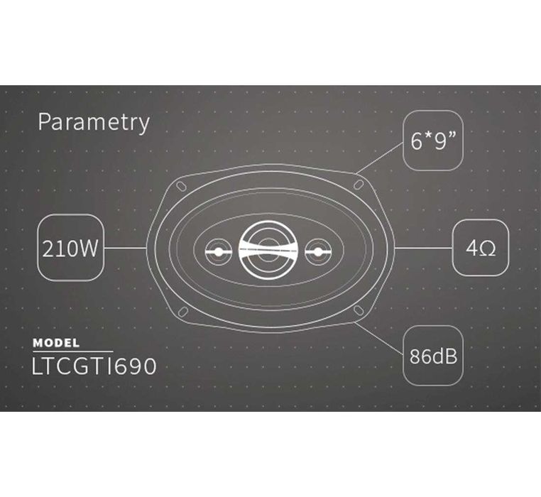 Автомобилни говорители GTI690, четирилентов, 210W, 6x9", к-т