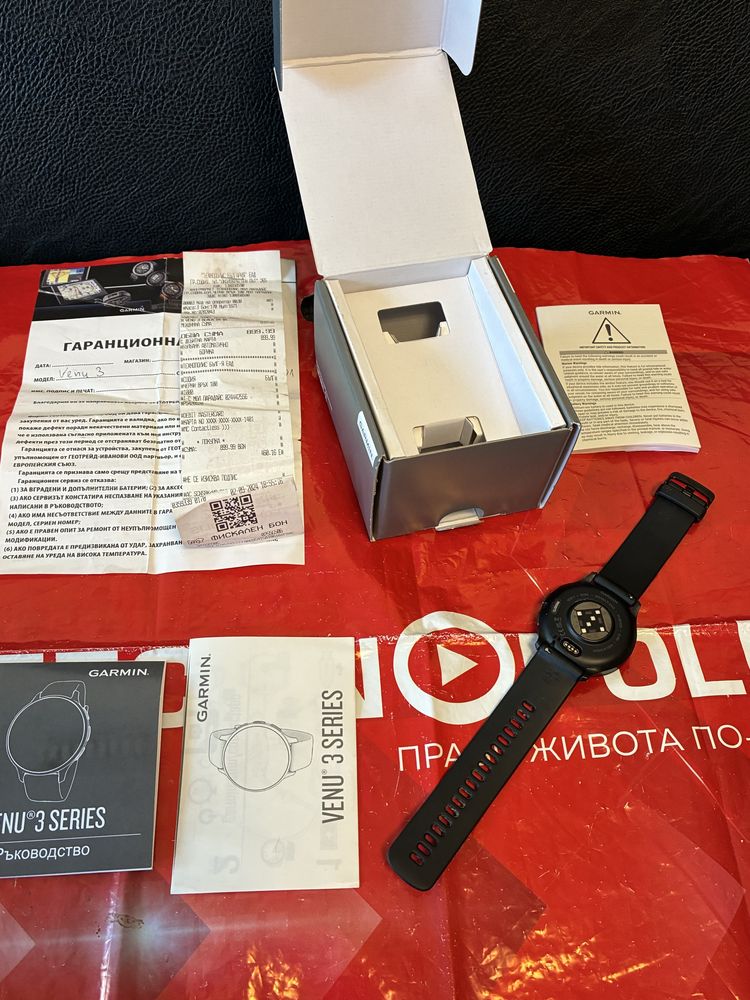 КАТО НОВ 45mm Garmin Venu 3 AMOLED Гаранция Technopolis Black