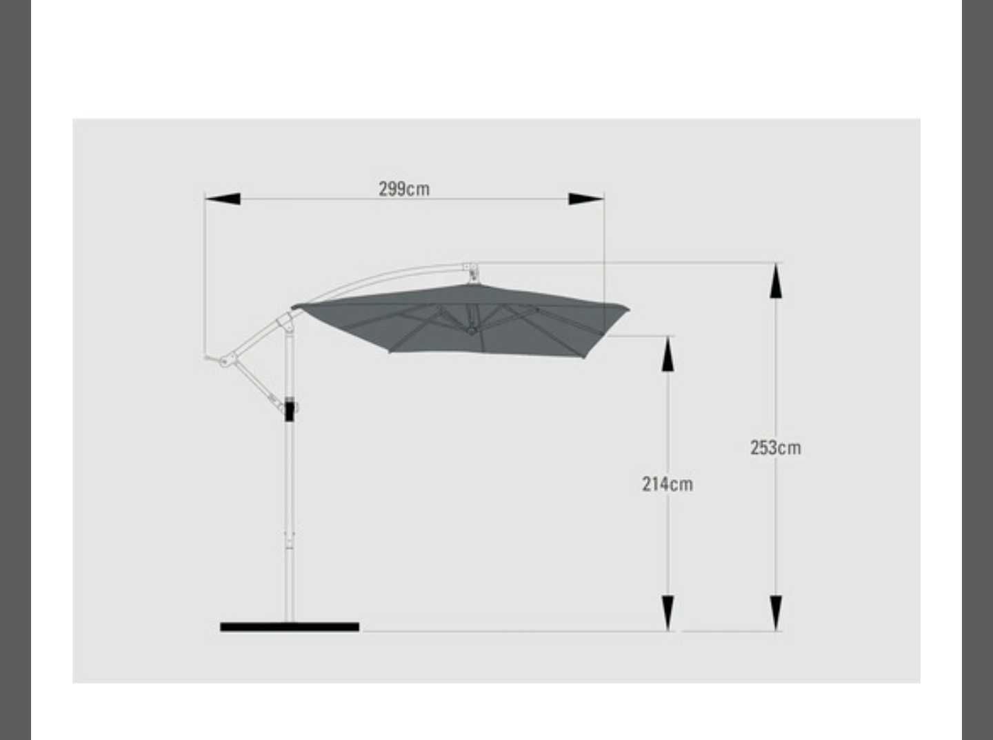 Umbrelă Soluna Lyon 250x250 cm 220 g/mp poliester gri