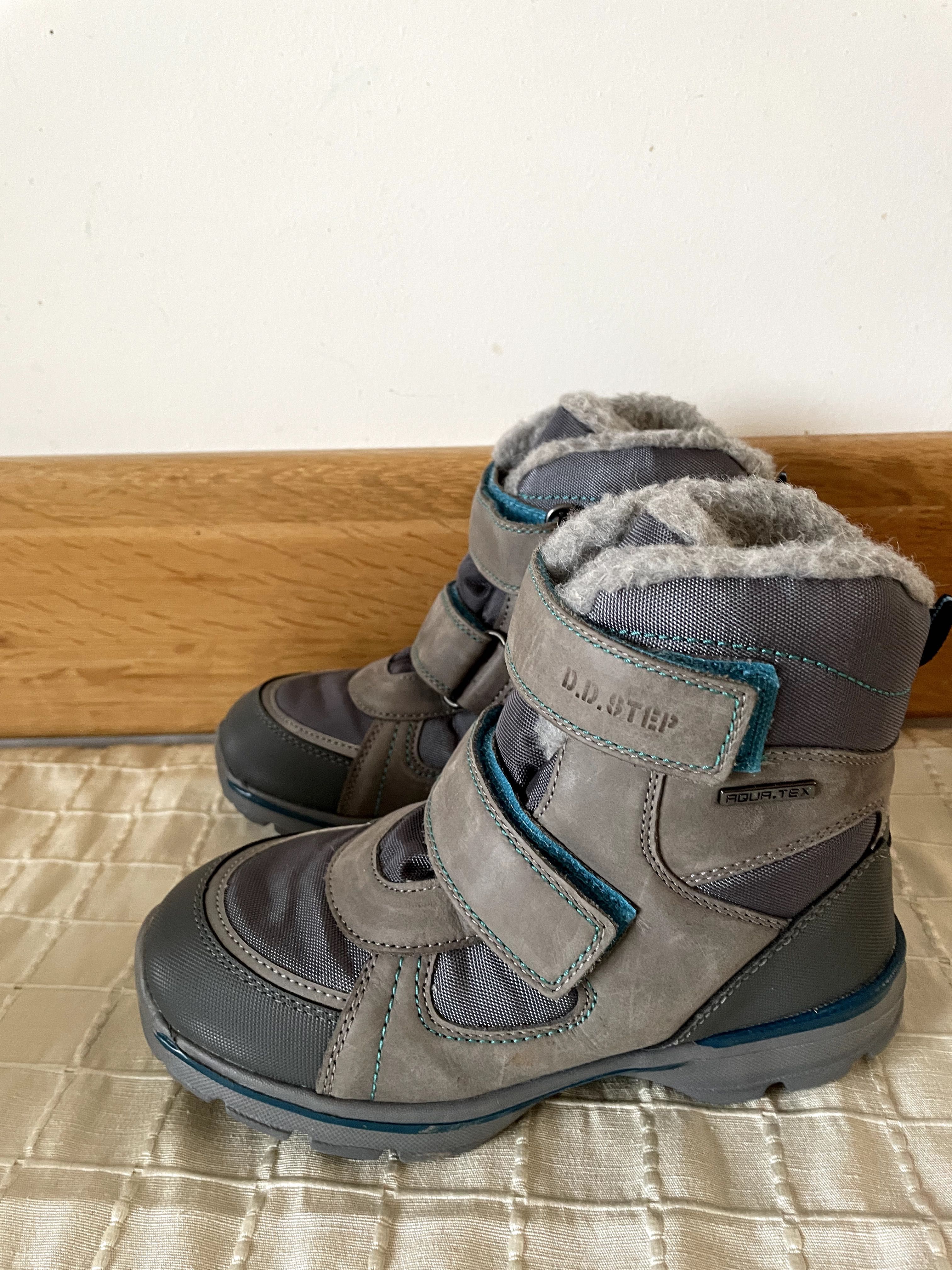 Ghete Apres ski D.D.step Baieti Scai Gri Piele Naturala Impermeabil 34