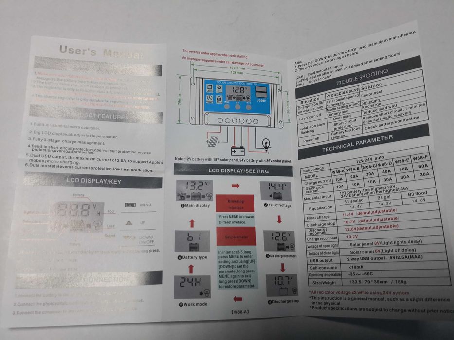 Controler/regulator panou solar PWM 30 A, 12/24 V