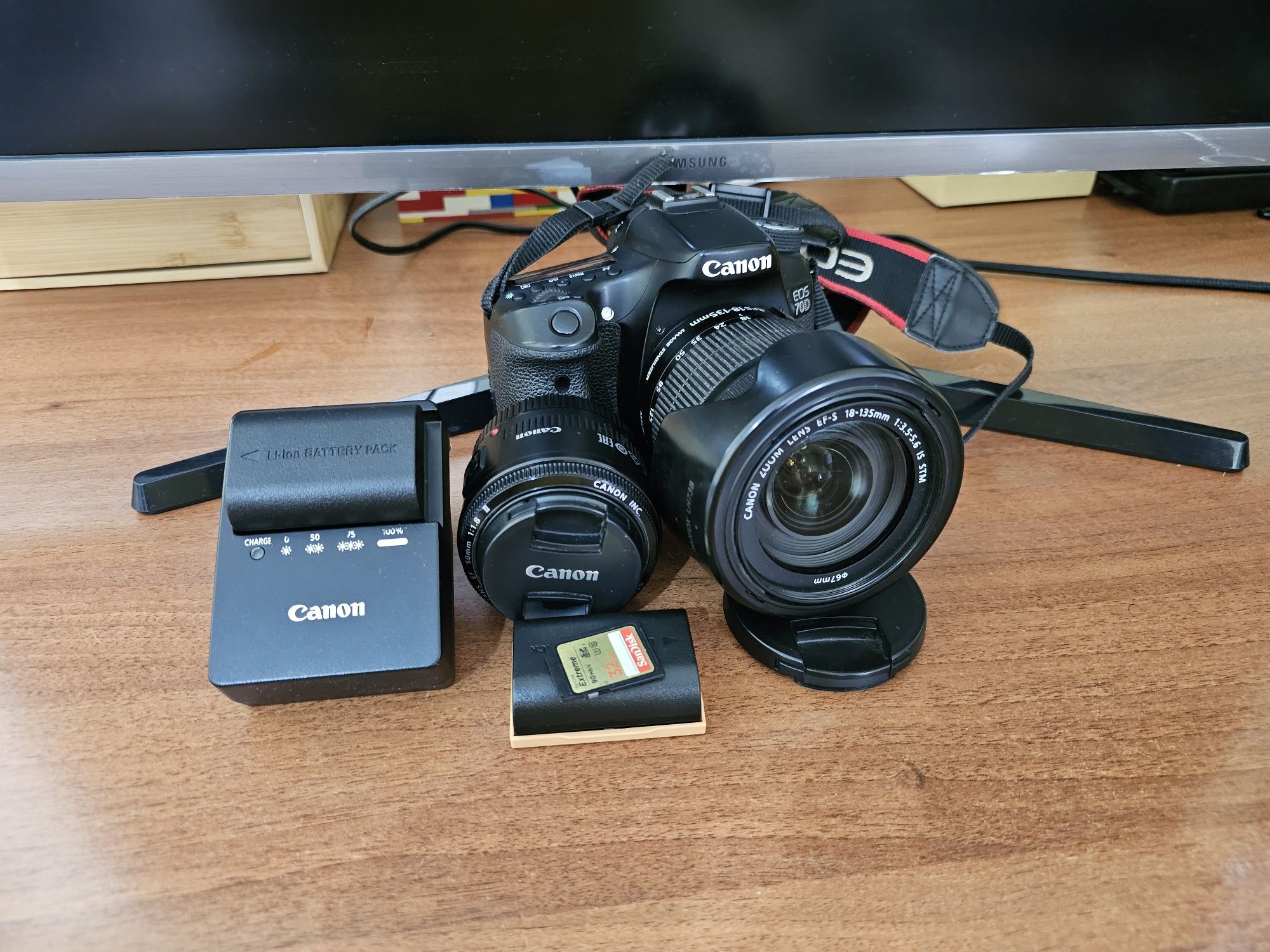 Canon 70D body + Canon 18-135mm IS STM + Canon 50mm