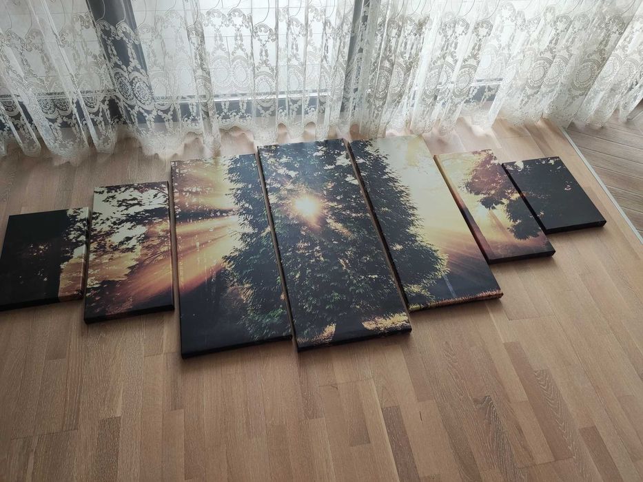 Tablou multicanvas Raze, 7 piese, luminos in intuneric, 100x240cm