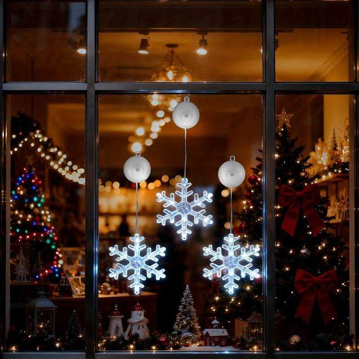 Светещи LED снежинки - 3 броя