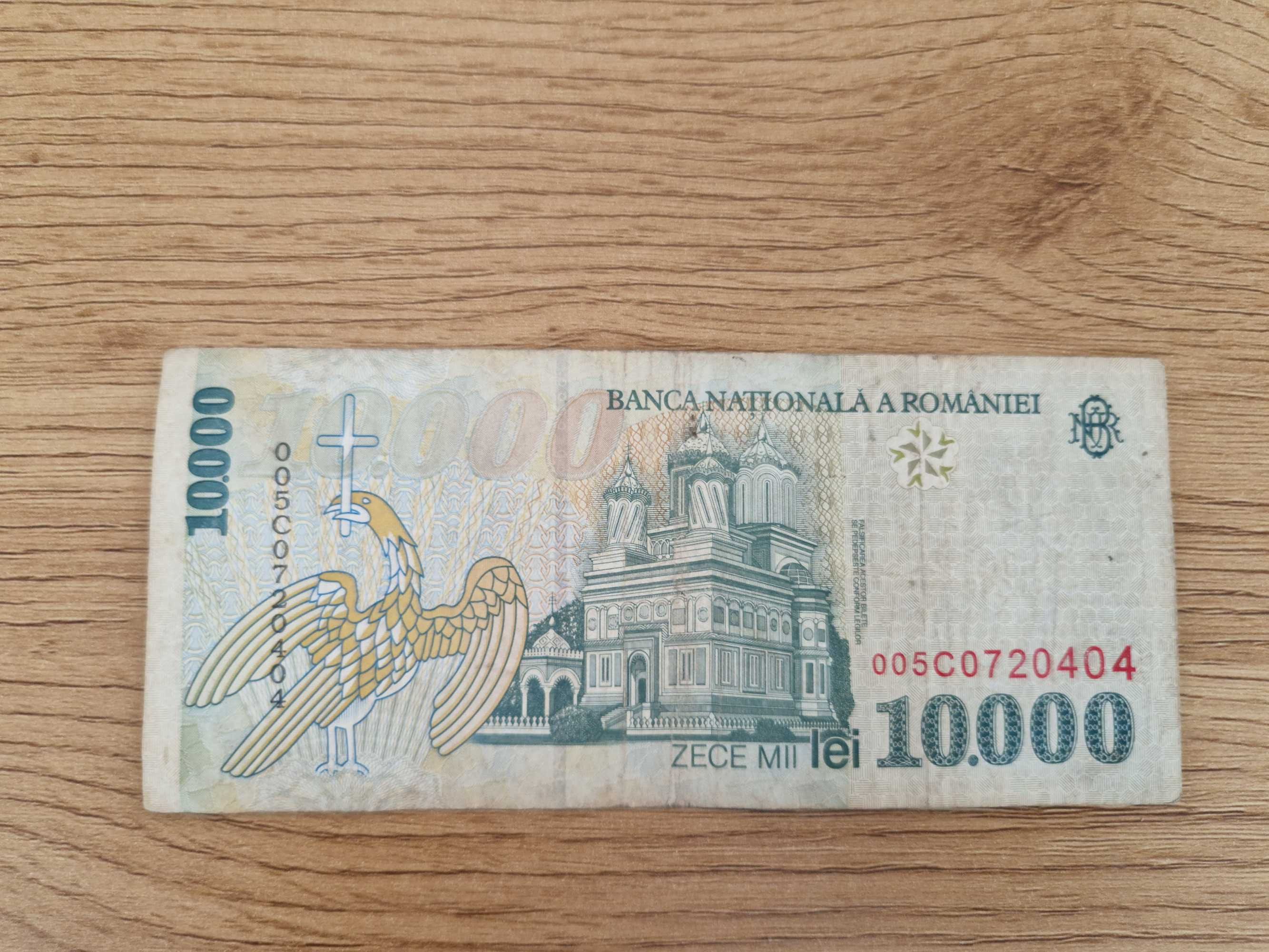 Bancnota hartie de 10,000 lei Nicolae Iorga emisa in 1999