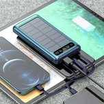 Преносима батерия Powerbank 30000mAh със соларен панел, кабели и фенер