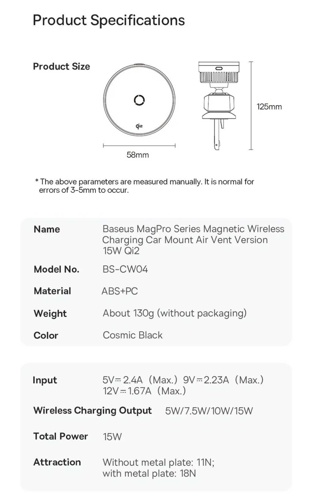 Baseus Qi2 MagPro Магнитный Авто Держатель MagSafe 15W For iPhone 15