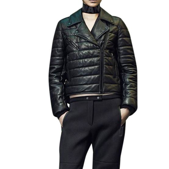 geaca Alexander Wang H&M, 34/XS, piele, impecabila, padded,efect quilt