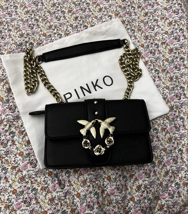 Классическая черная кожаная брендовая сумка сумочка PINKO