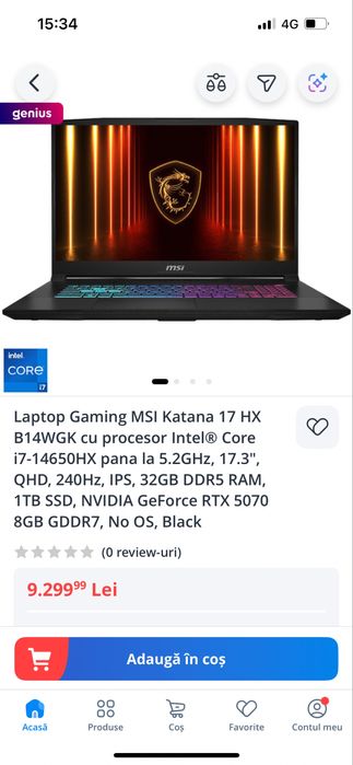 Laptop MSI Katana 17 Hx B14W
